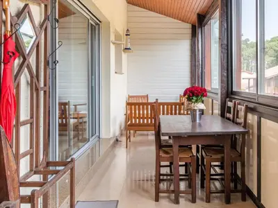 Balcon ou terrasse dans l'établissement Duplex centre station Biscarrosse 6 pers, terrasse, WIFI, parking, équipements complets - FR-1-521-193