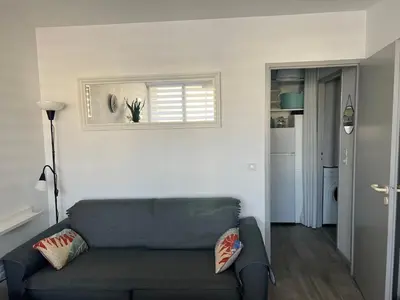 Coin salon dans l'établissement Appartement HOSSEGOR plage SUD Classé 3 étoiles
