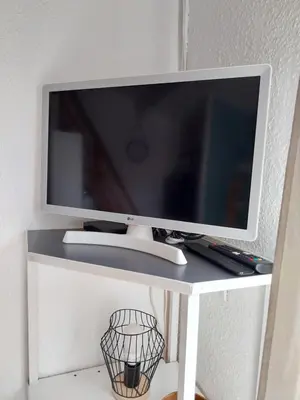 Télévision ou salle de divertissement dans l'établissement Biscarrosse-plage jolie maisonnette avec terrasse privative - 200m de la plage