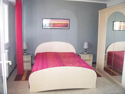 Un ou plusieurs lits dans un hébergement de l'établissement Rez-de-jardin 50 m² entre Biarritz et Capbreton