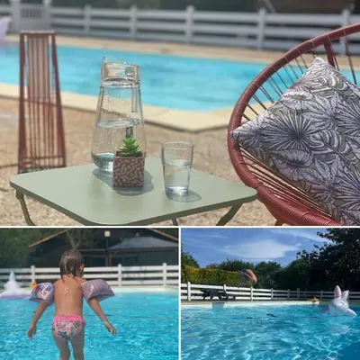 Piscine de l'établissement L Uni Vert d Azur gite 10 pers piscine et mini ferme proche océan ou située à proximité