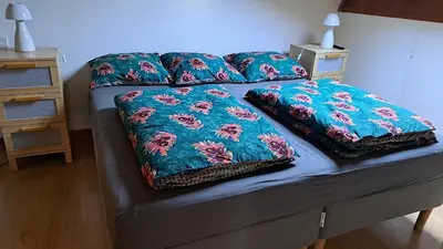 Un ou plusieurs lits dans un hébergement de l'établissement Maison Cosy classée 3 étoiles proche plages de surf de Contis