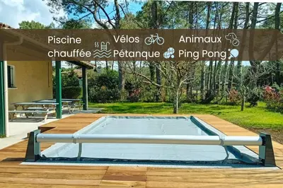 Plan de l'établissement L'OREE DE LA PLAGE, 15 pers, Charmante Maison rénovée classée 3 étoiles - Piscine chauffée - Terrain de pétanque - Ping pong à Vieux-Boucau