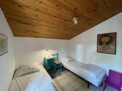 Un ou plusieurs lits dans un hébergement de l'établissement Villa 3 chambres pour 6 personnes à Soustons avec parking - FR-1-379-150