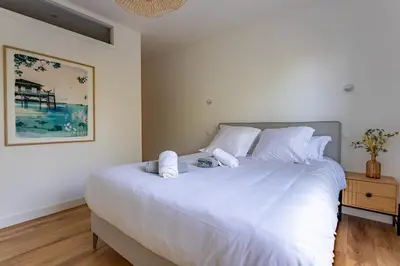 Un ou plusieurs lits dans un hébergement de l'établissement Pyla Plage - appartement vue mer - Perle(o)