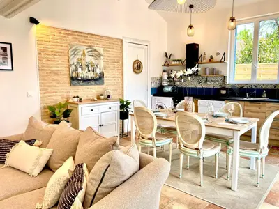 Coin salon dans l'établissement Élégante maison au bord du bassin Arcachon