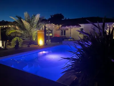 Piscine de l'établissement Villa de charme avec piscine privée et clim 8 pers près du lac de Parentis ou située à proximité