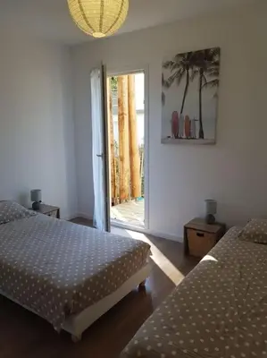 Un ou plusieurs lits dans un hébergement de l'établissement Dune Blanche 300 m de l'Océan, appartement neuf 6 personnes