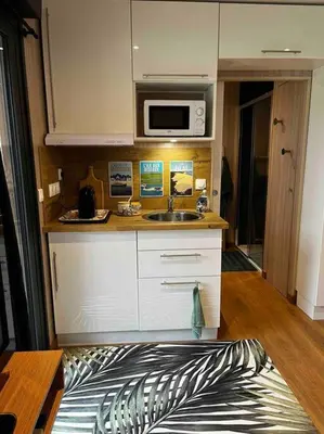 Cuisine ou kitchenette dans l'établissement Le Lodge