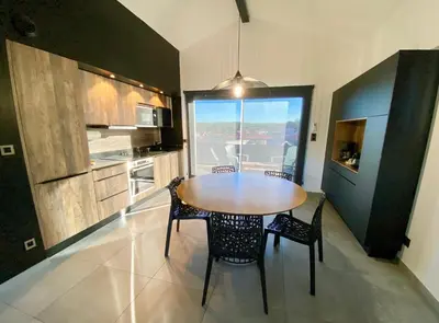 Cuisine ou kitchenette dans l'établissement Villa Palot à la plage