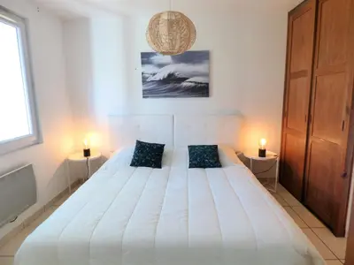 Un ou plusieurs lits dans un hébergement de l'établissement *VILLA PALMA* 5 suites parentales, plage à 600 m, Vieux-Boucau
