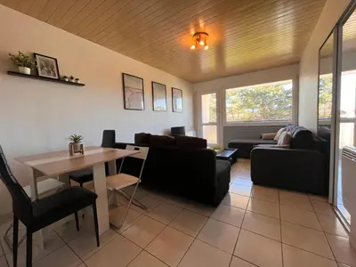 Coin salon dans l'établissement T2 Mimizan plage