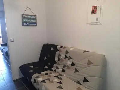 Coin salon dans l'établissement Appartement 4 couchages à Capbreton avec piscine, tennis et plage à pied - FR-1-239-867