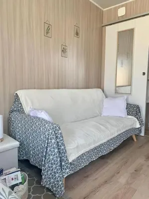 Un ou plusieurs lits dans un hébergement de l'établissement Le Maluti - Chalet climatisé à Hostens