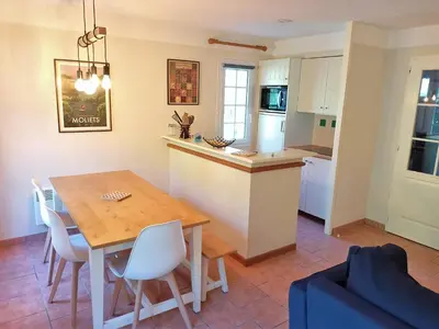 Cuisine ou kitchenette dans l'établissement Maison au milieu des pins entre golf et plage