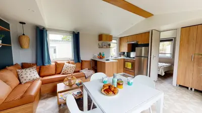 Coin salon dans l'établissement Camping Officiel Siblu Les Oyats