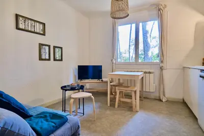 Télévision ou salle de divertissement dans l'établissement Clemence Green, Villa Hostal Naou Hossegor- wifi - sauna - salle de sport - netflix