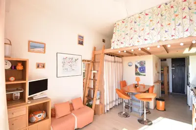 Télévision ou salle de divertissement dans l'établissement Dunes - Hossegor agréable studio en bordure de la plage sud d'hossegor