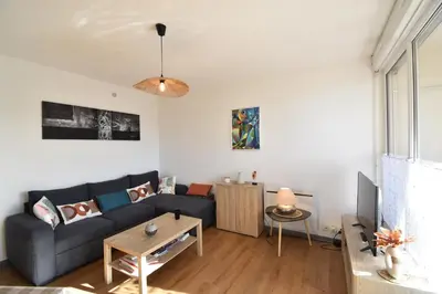 Coin salon dans l'établissement Point d'or L21 - Hossegor appartement 4 personnes plage piscine