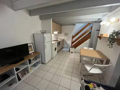 Cuisine ou kitchenette dans l'établissement Maison 400m plage