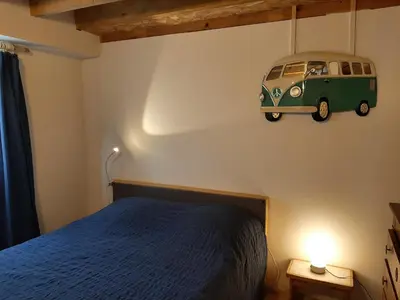 Un ou plusieurs lits dans un hébergement de l'établissement Maison confortable pour 4 à Soorts-Hossegor avec terrasse et parking - FR-1-239-929