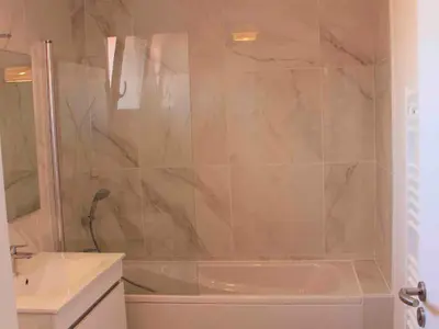 Salle de bains dans l'établissement Maison charmante à Mimizan Plage pour 5 pers, proche océan et commerces - FR-1-50-115