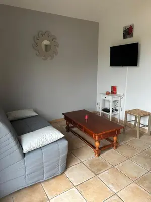 Télévision ou salle de divertissement dans l'établissement Petite maison plein pied jardin
